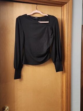 Cider Black Long-Sleeve Asymmetric Women's Top Size Small